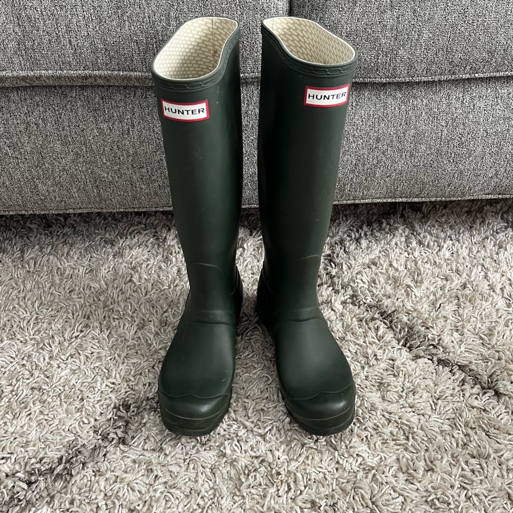Tall Hunter Rain Boots - Green Size 7